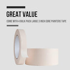 Lichamp Masking Tape 1 inch, 4 Pack General Purpose Beige White Masking Tape, 1 inch x 55 Yards x 4 Rolls (220 Total Yards)