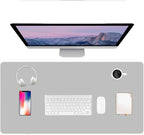 PU Leather Desk Pad Protector Gaming Mouse Pad Non Slip Desk Mat for Keyboard and Mouse Waterproof Desk Writing Pad for Office and Home Desk Accessories(Gray, 23.6 * 11.8)