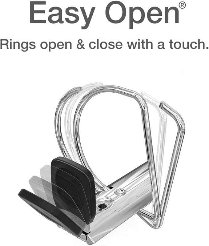 Cardinal 3 Ring Binder, 1 Inch Premier Easy Open Binder, ONE-Touch Locking Slant-D Rings, 250-Sheet Capacity, ClearVue Cover, PVC-Free, White (10300CB)