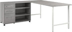 Bush Business Furniture Hustle 72W x 30D Computer Desk and Storage Cabinet with Drawers and Shelves in Platinum Gray, Modular Office Table for Home and Professional Workspace