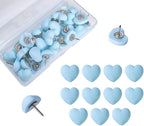 Aoxsie 28pcs Decorative Cute Push Pins Heart Blue Thumbtacks Thumb Tacks Pushpins for Bulletin Cork Boards Office Products