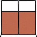 Versare Workstation Partition | Portable Wall Divider | Modern Office Cubicle | Free Standing Privacy Screen | Flexible Work Space | 66" x 70" W/Window, Papaya Fabric Panels