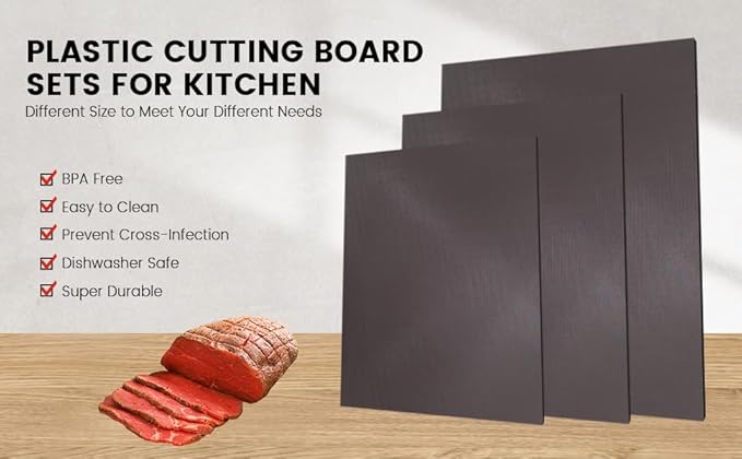 CMI Commercial Grade Cutting Board for Kitchens,Cutting Board Set,Plastic Chopping Board,18 x 12 x 1/2 Inch, Multi-Color 6 of Pack Set,NSF Certified,for Vegetable Meat or Cheese