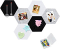 Vuzvuv 6 Pcs Hexagon Bulletin Board with 50 Pushpins & Sticky Note Adhesive Cork Board for Wall，Felt Pin Board for School，Office Decor（Black White Grey）