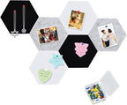 Vuzvuv 6 Pcs Hexagon Bulletin Board with 50 Pushpins & Sticky Note Adhesive Cork Board for Wall，Felt Pin Board for School，Office Decor（Black White Grey）