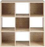 Whitmor 9 Cube Storage Organizer, Open Storage Display Bookshelf, Storage Cabinet for Living Room, Bedroom, Home, Office, White Oak