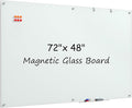 MaxGear Glass Whiteboard, Tempered Magnetic Dry Erase Board 72 x 48 Inch, Frameless Wall Mounted, Office Classroom Conference Room Home Use, Includes Markers, Eraser, Magnets & Mounting Kit