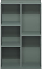 Furinno LUDER Book Shelf, 5-Cube Bookshelf, Reversible Bookcase, 9.4" x 19.5" x 31.5", for Living Room, Bedroom, Home Office, Sage Green