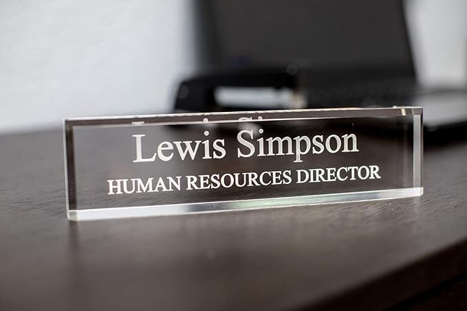 SignsByLITA Personalized Acrylic Desk Name Plate 2" x 10" - Office Desk Accessories Décor