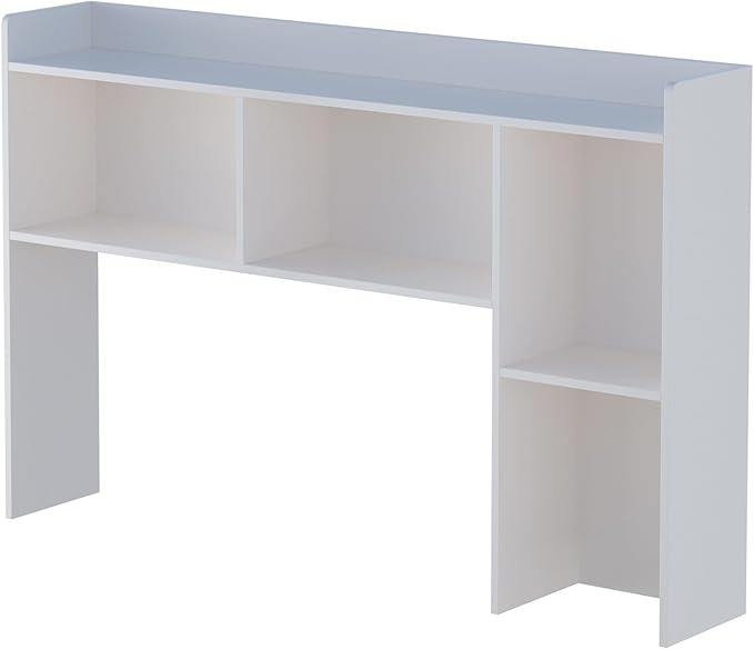 OSCHF Wooden Desktop Hutch Bookshelf - Free Standing Desk Storage Shelf with Top Edge for Computer Desk, Desktop Bookcase for Dorm, Home or Office, Countertop Organizer, White, 53.2"
