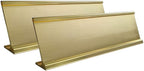 2" x 10" Aluminum Desk Name Plate Holder, Office Business Desk Sign Holder Desktop 2 Pack (Yellow Gold)