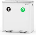 Lovewind Trash Can, 2 x 10.5 Gallon (2 x 40 L) Garbage Can for Kitchen Dual Compartment Recycling Kitchen Step Trash Bin, Stainless Steel Trash and Recycle Bin Combo with Soft-Close Lid, White