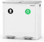 Lovewind Trash Can, 2 x 10.5 Gallon (2 x 40 L) Garbage Can for Kitchen Dual Compartment Recycling Kitchen Step Trash Bin, Stainless Steel Trash and Recycle Bin Combo with Soft-Close Lid, White