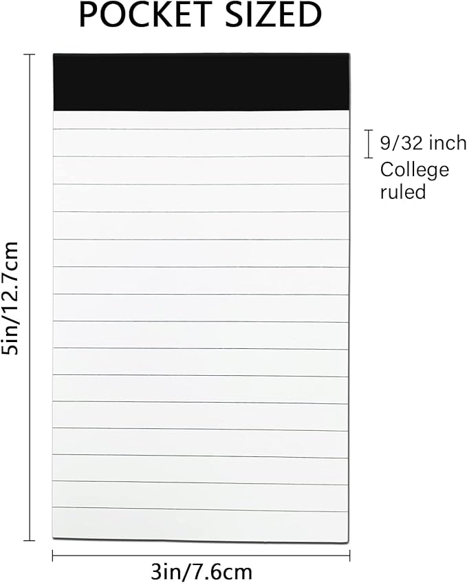 Nichela 8 Pcs Note Pads Refills 3 x 5 inches Memo Small Notebook Writing Pads with 30 Sheets Each Pad College Ruled Lined Paper NotePads White