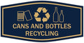 Fancy Cans and Bottles Recycling Sign (Navy Blue/Gold) - Medium