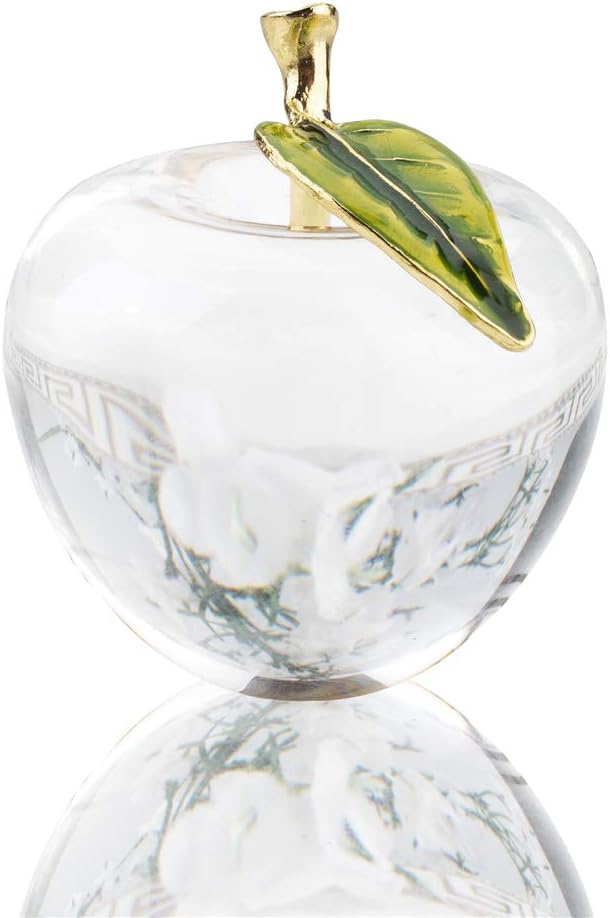 H&D HYALINE & DORA H&D Unique Crystal Apple Figurine Paperweight,Art Glass Apple Collectible Figurines Best for Lucky Christmas Eve Gifts/Great Wedding Decor Gifts