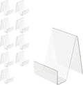 Boloyo Acrylic Book Stand with Ledge,10PC 4 Inch Clear Acrylic Display Easel Transparent Display Stand Holder Tablet Holder for Displaying Books,Magazine,Plate,Pictures,Artworks, CDs