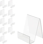 Boloyo Acrylic Book Stand with Ledge,10PC 4 Inch Clear Acrylic Display Easel Transparent Display Stand Holder Tablet Holder for Displaying Books,Magazine,Plate,Pictures,Artworks, CDs