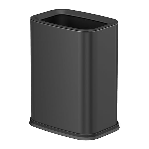 KHMMGK 2.6 Gal Black Bathroom Trash Can,Metal Waste Baskets with Removable Inner Bucket,Small Office Garbage Can