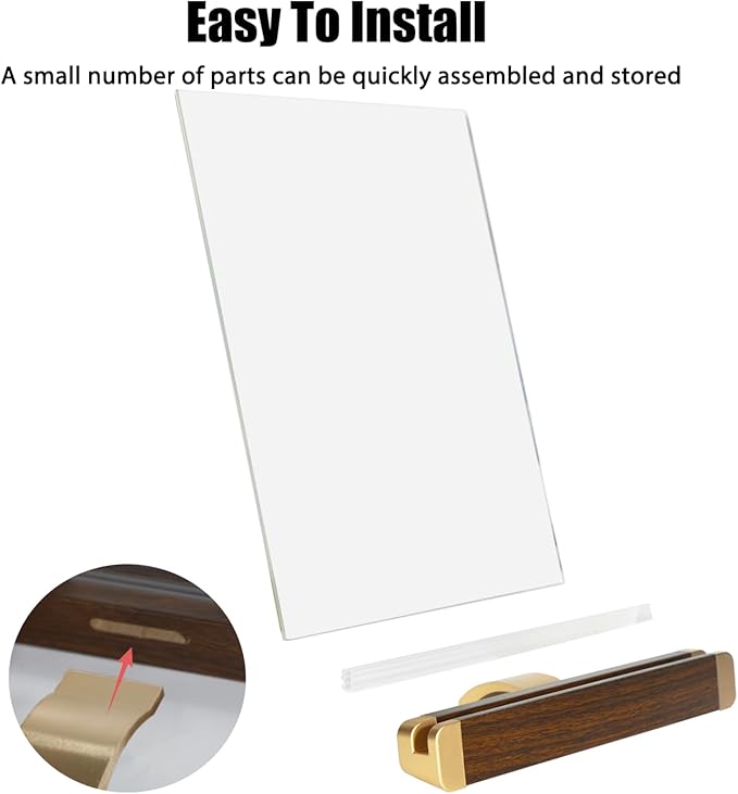 8.5 x 11 Menu Holder, Acrylic Table Menu Stand, Classic Wooden Sign Holder, Double Sided Display Table Top Paper Holder, for Bar, Cafe, Restaurant, Store, Certificate, Document (Horizontal, 6pack)
