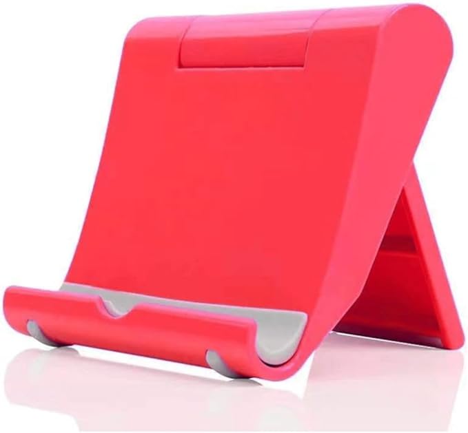 JUSDIQIR Cell Phone Stand for Desk Foldable Cell Phone Holder Desk Tablet Holder Mobile Phone Dock, Multi-Angle Universal Adjustable Tablet Dock Compatible with Most Cell Phones (Red)