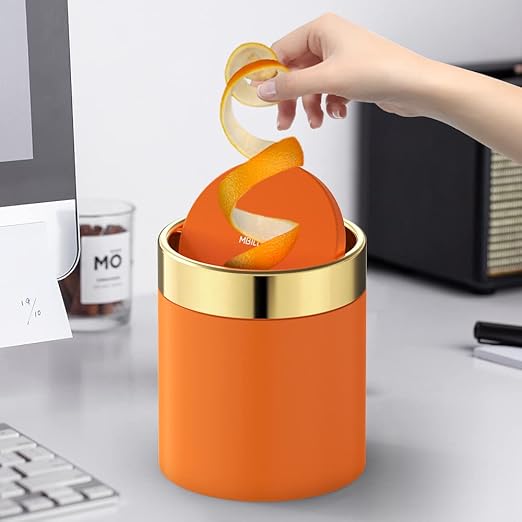 Mini Trash Can with Lid, Desktop Small Trash Can Recycling Bin Cute Metal Garbage Can for Tabletop Countertop Use,Stainless Steel 0.4Gal/1.5L Waste Bin for Office Parlor Car Bedroom,Swing Lid Open