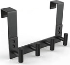 PMMASTO Over The Door Hooks, Fits 1-3/4" Thick Door No Drill Hooks for Closet Bathroom Bedroom Organization, Hanger for Coat Towel Robe (Black, 4 T-Hooks)