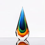 Yao Yuan Handmade Murano Glass Art Decor Sculpture - Unique Hand-Cut Cube Paperweight for Home Décor