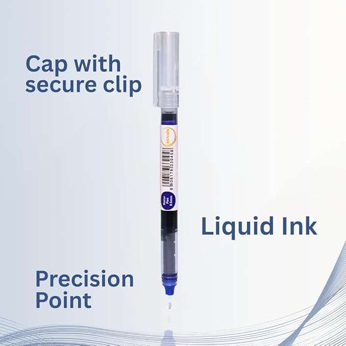 REVAIS Blue Gel Pens Pack of 6 | 0.6mm Smooth Writing Rollerball Pen | Premium German Ink | Ergonomic Grip | Quick-Dry | Ideal for Students & Office Use