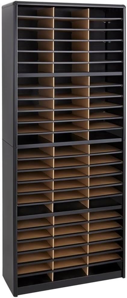 Scranton & Co 72 Compartments Commercial Grade Steel Shell Flat Files Organizer in Black