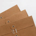 10pcs A4 Kraft Paper Envelopes Portfolio Foolscap File Folders Document Folder with String Fastener Closure Wallet Pockets File Bags Storage Pouch Paperwork Organizer Bag for Office School Home