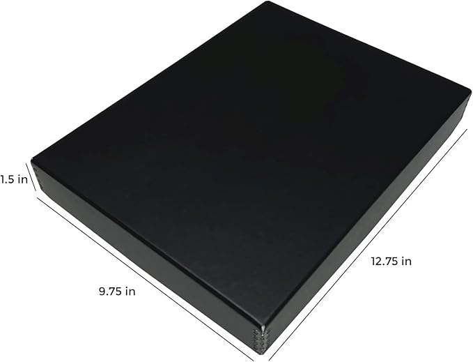 Lineco Museum Archival Storage Box, 9.75x12.75x1.5 in. Drop Front Design. Acid-Free with Metal Edge. Organize Photos, Pictures, Prints, Documents, Crafts, DIY. Black, 1 Pack