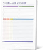 Task Planner & Tracker 8.5 x 11 Tear-Off 70 Sheet Planner Pad – Project Organizer with Time Log, Top Priority, Follow-Up – Notepad for Home & Office (White, Colorful, 1 Pack)