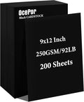 OcePor 200 Sheets Black Cardstock 9” x 12”, 92lb/250gsm Black Card Stock, Thick Card Stock Paper, Heavy Cardstock Paper for Printer, Resume, Scrapbooks, Art, Crafts, Business Cards