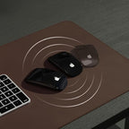 POUT TekDec Mat – Vegan Leather Desk Pad (31.5×13.4in / 80×34cm), Water-Resistant Surface, Anti-Slip Base, Scratch & Heat Protection, Multi-Functional Writing & Mouse Pad – Cinnamon Brown