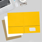 LUXPaper 9" x 12" Presentation Folders | Two Pocket | Sunflower Yellow | 100lb. Cover | 10 Qty