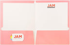 JAM PAPER Laminated Two Pocket Glossy School Folders - Letter Size - High Gloss Baby Pink Pastel - Bulk 25/Pack