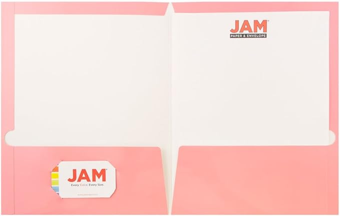 JAM PAPER Laminated Two Pocket Glossy School Folders - Letter Size - High Gloss Baby Pink Pastel - Bulk 50/Box