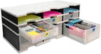 Desktop Organizer 6 Letter Tray Sorter Plus Riser Base, 3 Supply & 3 Storage Drawers - Ultimate Office TierDrop Plus Stores All of Your Documents and Supplies in One Compact Modular System
