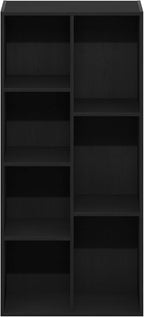 Furinno LUDER Book Shelf, 7-Cube Bookshelf, Bookcase, 9.4 x 19.5 x 41.7, for Living Room, Bedroom, Home Office, Blackwood