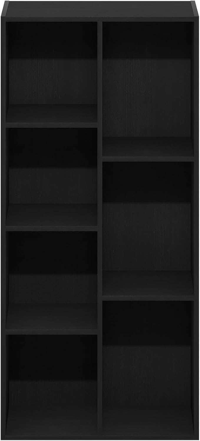 Furinno LUDER Book Shelf, 7-Cube Bookshelf, Bookcase, 9.4 x 19.5 x 41.7, for Living Room, Bedroom, Home Office, Blackwood