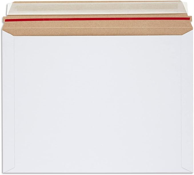 Juvale Mailing Envelopes - 9.5 x 12.5 in, White, 25-Pack - Rigid Flat Mailers with Peel & Seal Closure - Photo & Document Mailers - Cardboard Envelopes for Comic Book Shippers