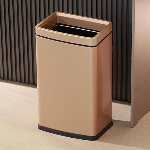 YOJIA 6.6 Gallon/25L Stainless Steel Square Trash Can, Elegant, Inner Basket, Large Capacity Kitchen Garbage Can, Open Top, Gold Waste Basket, for Bathroom Home Office Hotel (25L Gold)