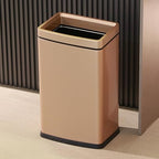 YOJIA 6.6 Gallon/25L Stainless Steel Square Trash Can, Elegant, Inner Basket, Large Capacity Kitchen Garbage Can, Open Top, Gold Waste Basket, for Bathroom Home Office Hotel (25L Gold)