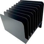 Huron Desktop File Binder Organizer Storage, Inclined Slant 8 Slot, Black Commercial Grade Steel
