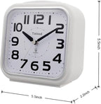 Tinload 5.5" Large Analog Alarm Clock Silent Non Ticking, Gentle Wake, Beep Sounds, Increasing Volume, Battery Operated Snooze and Manual Light, Easy Set,White (Best for Elder)