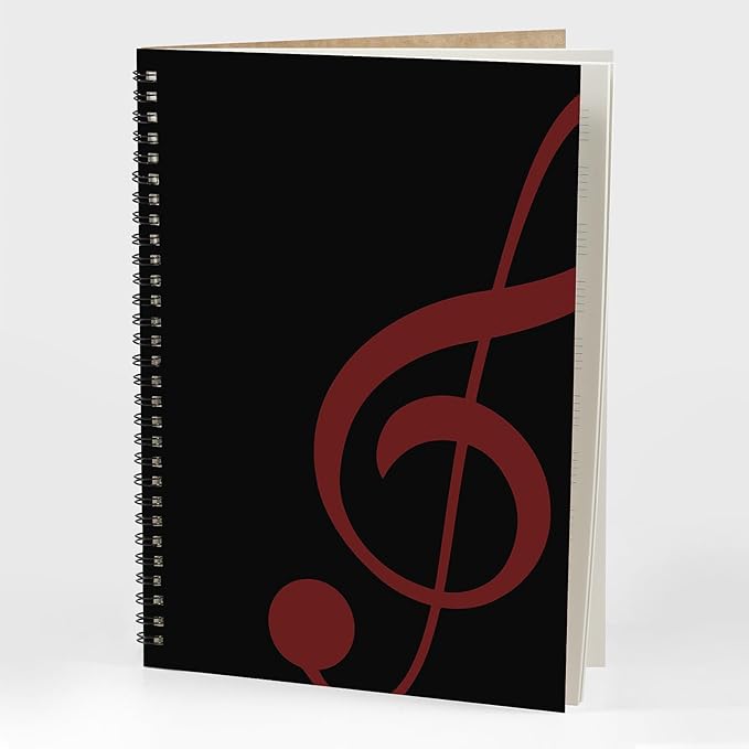 MAXCURY Blank Sheet Music Composition Manuscript Staff Paper Art Music Notebook Black 100 Pages 26x19cm (Black/Fuchsia)
