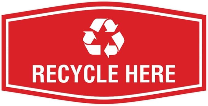 Fancy Recycle Here Sign (Red) - Small