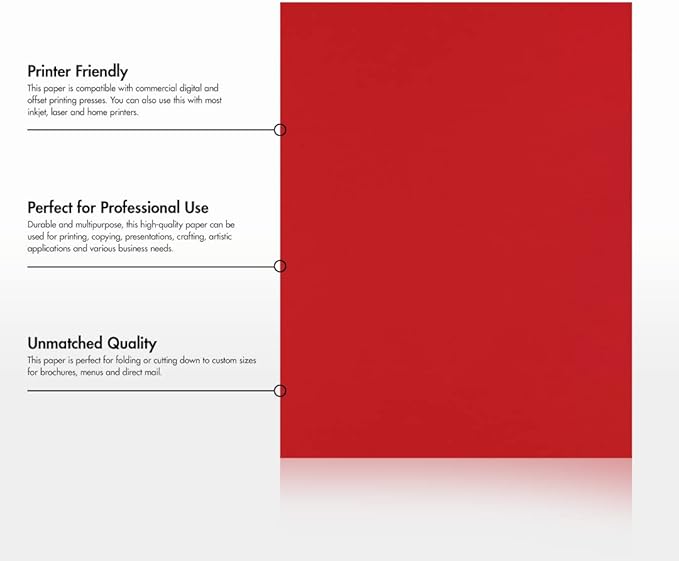 LUXPaper 8.5" x 11" Paper | Letter Size | Ruby Red | 80lb. Text | 1,000 Qty