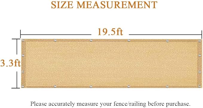 iCover 3.3x19.5ft Balcony Privacy Screen Fence, UV-Resistant Railing Fencing Cover for Porch Deck Patio Garden Backyard, Cable Zip Ties Included, Sand